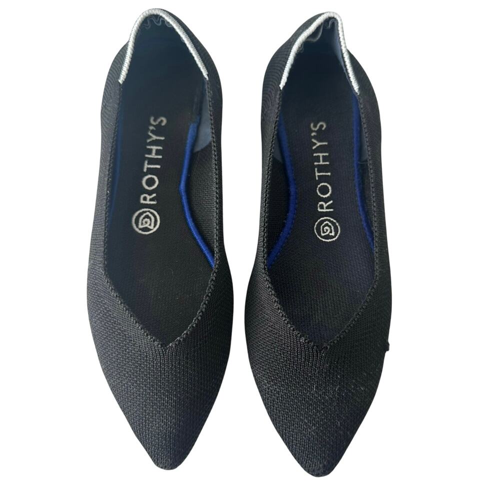 Rothy's (7) The Point Black Knit Pointed-Toe Ballet Flats Washable Minimalist